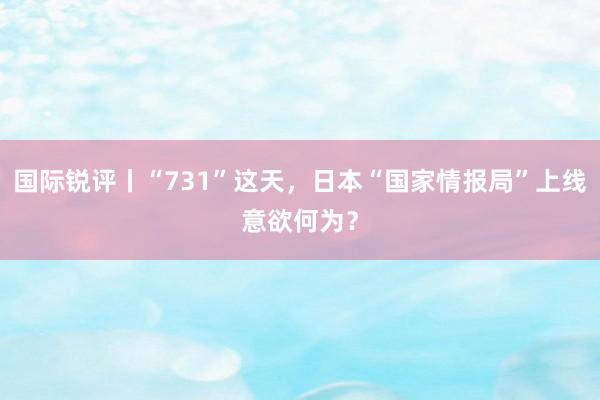 国际锐评丨“731”这天，日本“国家情报局”上线意欲何为？