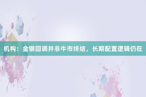 机构：金银回调并非牛市终结，长期配置逻辑仍在