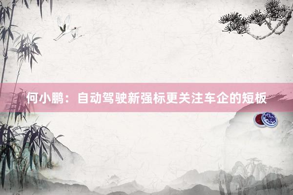 何小鹏：自动驾驶新强标更关注车企的短板