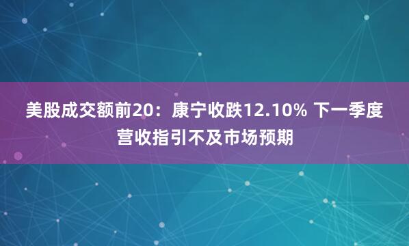 美股成交额前20：康宁收跌12.10% 下一季度营收指引不及市场预期