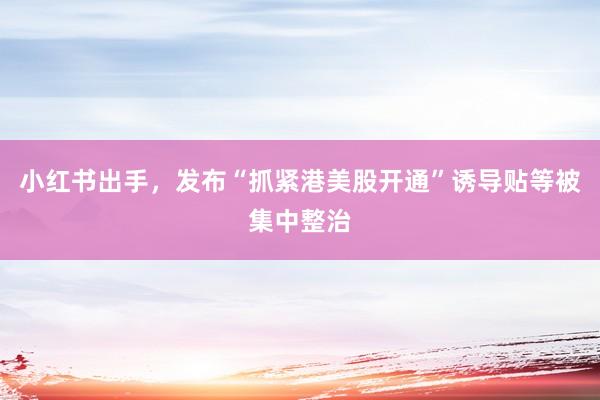 小红书出手，发布“抓紧港美股开通”诱导贴等被集中整治
