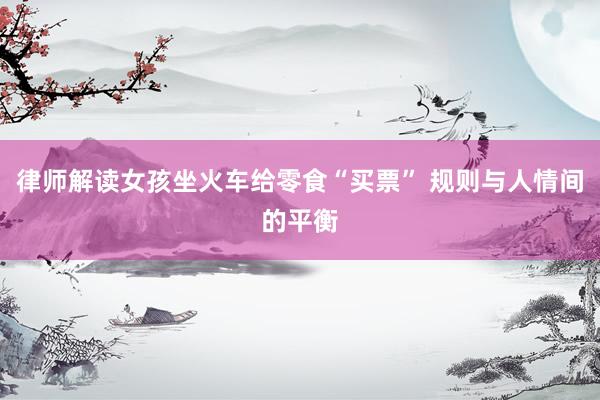律师解读女孩坐火车给零食“买票” 规则与人情间的平衡