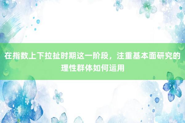 在指数上下拉扯时期这一阶段，注重基本面研究的理性群体如何运用