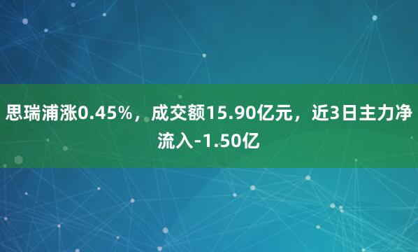 思瑞浦涨0.45%，成交额15.90亿元，近3日主力净流入-1.50亿