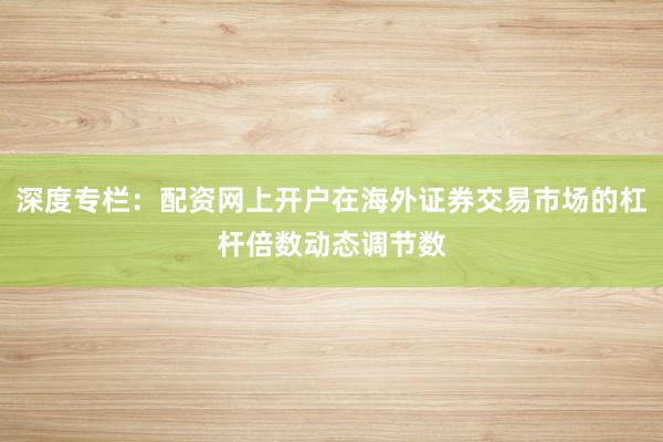 深度专栏：配资网上开户在海外证券交易市场的杠杆倍数动态调节数