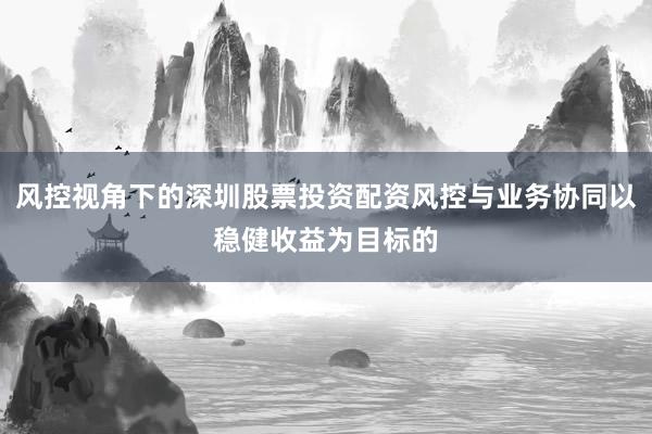 风控视角下的深圳股票投资配资风控与业务协同以稳健收益为目标的
