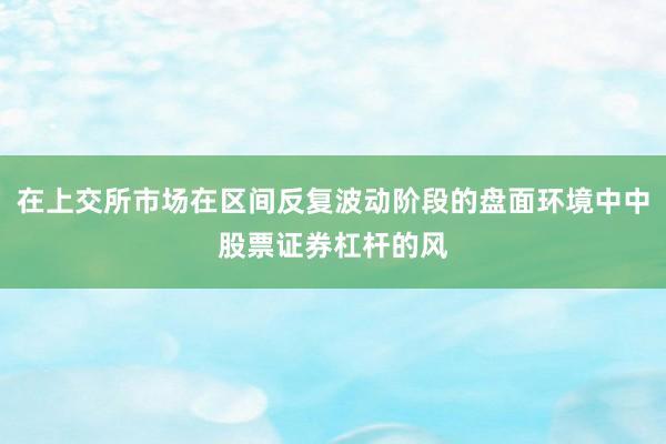 在上交所市场在区间反复波动阶段的盘面环境中中股票证券杠杆的风