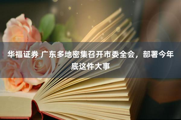 华福证券 广东多地密集召开市委全会，部署今年底这件大事