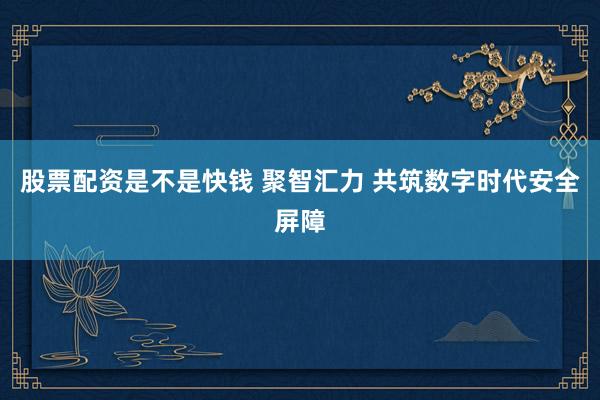 股票配资是不是快钱 聚智汇力 共筑数字时代安全屏障