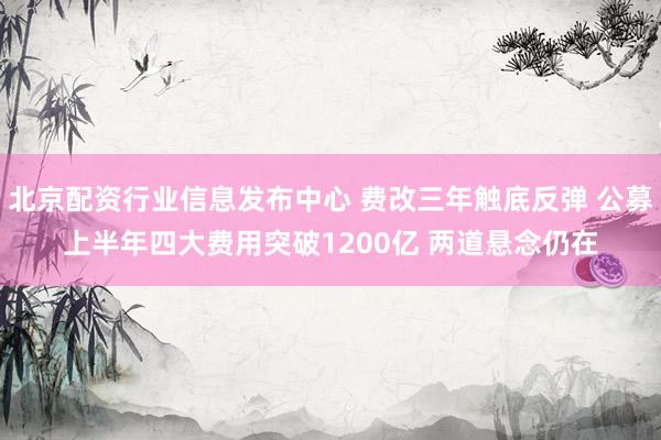 北京配资行业信息发布中心 费改三年触底反弹 公募上半年四大费用突破1200亿 两道悬念仍在