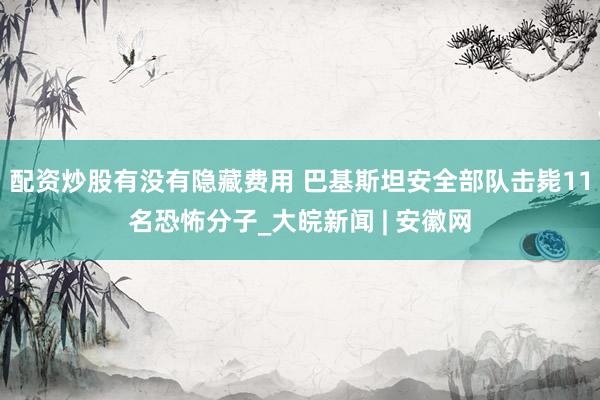 配资炒股有没有隐藏费用 巴基斯坦安全部队击毙11名恐怖分子_大皖新闻 | 安徽网
